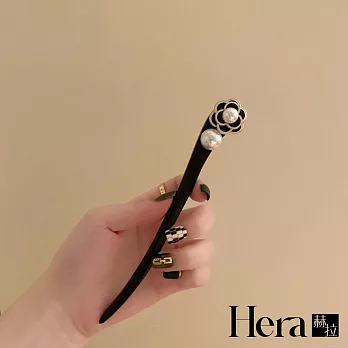 【Hera赫拉】古風日常山茶花桃木珍珠髮簪 H112122607 黑花