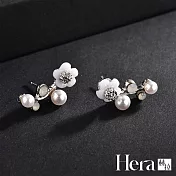 【Hera 赫拉】貝殼花朵樹枝珍珠耳釘-2款 銀