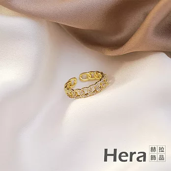 【Hera 赫拉】日系時尚感鋯石麻花開口戒指指環 金色