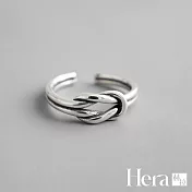 【Hera 赫拉】精鍍銀雙線結同心結做舊戒指 H111030109 銀色