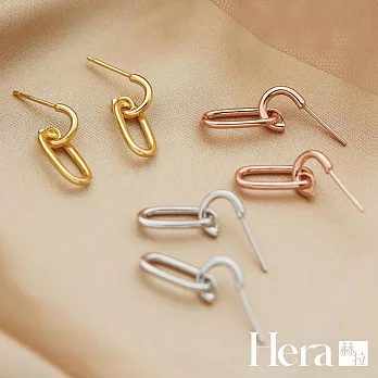 【Hera 赫拉】精鍍銀個性雙環橢圓耳環 H111120701 金色