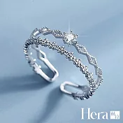 【Hera 赫拉】精鍍銀日式輕奢鑲鑽戒指 H111122009 銀色