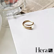 【Hera 赫拉】精鍍銀錯邊交叉光面喇叭戒指 H112020702 金色