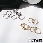 【Hera 赫拉】精鍍銀五件套個性戒指 H112020703 金色一組