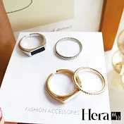 【Hera 赫拉】精鍍銀復古個性兩件套戒指 H112020704 金色一組