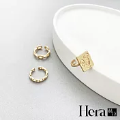 【Hera 赫拉】精鍍銀人臉笑臉麻花戒指 H112020705 金色一組