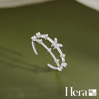 【Hera 赫拉】精鍍銀蝴蝶水鑽雙層戒指 H112032204 銀色