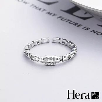 【Hera 赫拉】輕奢方鑽鍊條精鍍銀戒指 H112061304 銀色