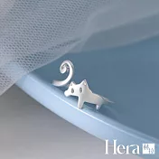 【Hera 赫拉】精鍍銀簡約捲尾貓咪開口戒指 H112090501 銀色