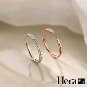 【Hera 赫拉】精鍍銀線條交叉排鑽戒指 H112101803 玫瑰金