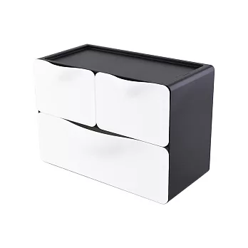 【O-Life】 組合式抽屜收納盒- 3抽屜/置物盒/收納箱/整理箱 黑色