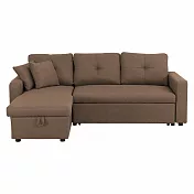 IDEA-亞蒙隱藏式變化L型沙發/兩種材質 亞麻布-咖啡色