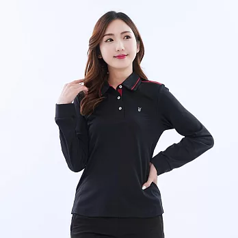 【遊遍天下】女款抗UV防曬吸濕排汗機能長袖POLO衫(GL1039) M 黑色