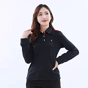 【遊遍天下】女款抗UV防曬吸濕排汗機能長袖POLO衫(GL1039) 3XL 黑色