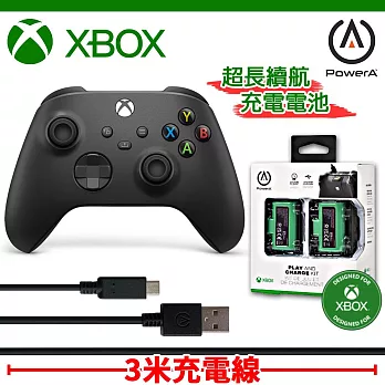 【Microsoft 微軟】Xbox Series 無線藍芽控制器(多色任選)+PowerA官方授權高續航充電電池組(2入) 磨砂黑手把