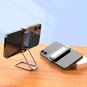 【EZlife】360度背夾式金屬扣手機支架 銀白