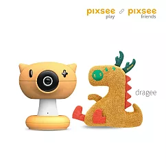Pixsee Play and Pixsee Friends AI 智慧寶寶攝影機與互動玩具套組+五合一成長支架組─ Dragee 動物布偶