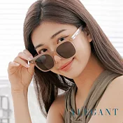 【ALEGANT】韓系時尚水橡茶黑線條感方框TR90偏光墨鏡/UV400太陽眼鏡