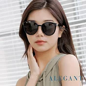 【ALEGANT】個性時尚TR90寶麗來偏光墨鏡/UV400圓框太陽眼鏡 岩雪黑