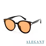 【ALEGANT】個性時尚TR90寶麗來偏光墨鏡/UV400圓框太陽眼鏡 林道橙