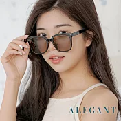 【ALEGANT】中性時尚TR90寶麗來貓眼微方偏光墨鏡/UV400太陽眼鏡 重培黑