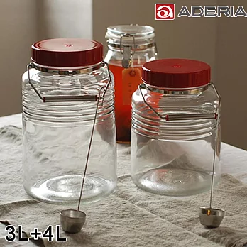 【ADERIA】日本進口復刻玻璃梅酒瓶/醃漬罐3L+4L