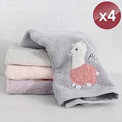 【HKIL-巾專家】可愛羊駝純棉方巾-4入組 紫色