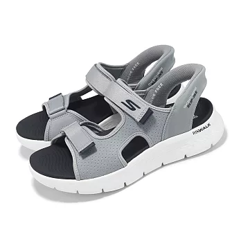 Skechers 涼鞋 Go Walk Flex Sandal-Easy Entry?Slip-Ins?男鞋 灰 藍 避震 涼拖鞋 229210GYNV 26cm GRAY/NAVY