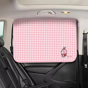 【花太太】磁吸式汽車遮陽簾 防曬隔熱遮光車用窗簾(2入組) 粉色格子兔兔