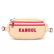 KANGOL - 英國袋鼠撞色刺繡絨毛logo腰包側背包胸肩包-共2色 米白