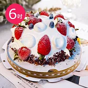 樂活e棧-母親節造型蛋糕-夢幻草莓香草蛋糕6吋x1顆(水果 芋頭 布丁 手作) 無 水果x布丁