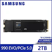 【SAMSUNG 三星】SSD 990 EVO PCIe 5.0 NVMe M.2 2TB固態硬碟(MZ-V9E2T0BW)公司貨