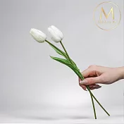 【Floral M】荷蘭蜜桃鬱金香純淨白仿真花花材（5入/組）