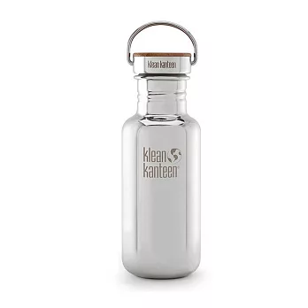 美國Klean Kanteen不鏽鋼冷水瓶532ml-鏡面鋼(竹片鋼蓋)