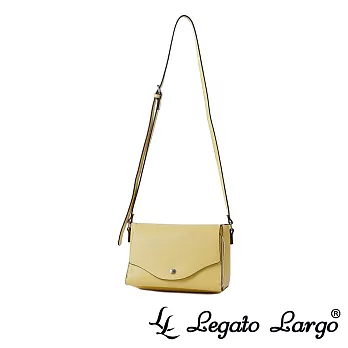Legato Largo 驚異的輕量化 小法式極簡時尚 兩用皮夾斜背包- 黃色