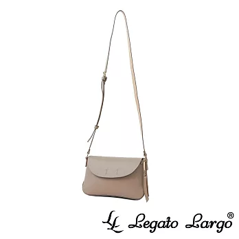 Legato Largo Soft 輕量小法式翻蓋式斜背小包- 奶茶色