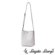 Legato Largo 驚異的輕量化 小法式簡約百搭斜背水桶包- 淺灰色