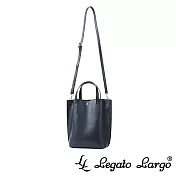 Legato Largo 驚異的輕量化 小法式簡約百搭 直式托特手提斜背兩用包- 黑色