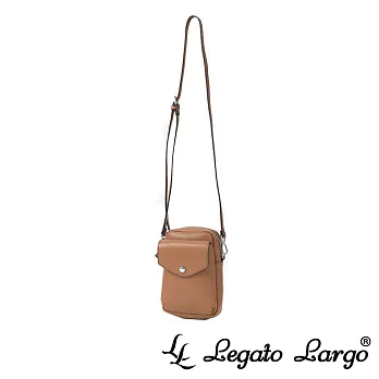 Legato Largo 驚異的輕量化 小法式簡約線條 斜背小包- 焦糖駝色