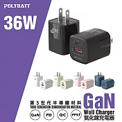 POLYBATT 36W氮化鎵 雙孔PD+QC 手機急速快充充電器 經典黑