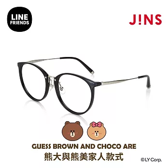 JINS｜LINE FRIENDS系列眼鏡-熊大與熊美款式(URF-24S-039) 黑x銀