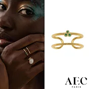 AEC PARIS 巴黎品牌 幸運草綠鑽戒指 可調式雙層金色戒指 THIN RING EREBE