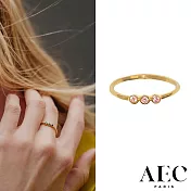 AEC PARIS 巴黎品牌 幸運3粉鑽戒指 簡約金色戒指 THIN RING MEDITRINA 52