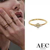 AEC PARIS 巴黎品牌 幸運草白鑽戒指 簡約金色戒指 THIN RING ORITHYE 52