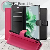Dapad for OPPO Reno 11 Pro 百搭時代多卡式夾層皮套 玫紅