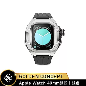 ★送原廠提袋+進口醒酒器★Golden Concept Apple Watch 49mm 保護殼 RSTIII49 銀錶殼/黑橡膠錶帶 (PVD 髮絲紋銀)