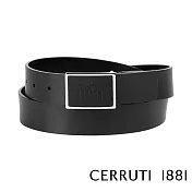 【Cerruti 1881】限量3折 義大利頂級小牛皮皮帶 全新專櫃展示品 CECU05859R(黑色 附送禮提袋)