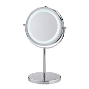 《KELA》Tio雙面環燈放大桌鏡(亮銀) | 鏡子 化妝鏡