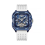 Mark Fairwhale 馬克菲爾 超跑賽道 鏤空銳利 防水夜光 機械錶 手錶-6530 P3白藍