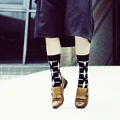 【LEEDS WEATHER】 City Cross - 黑白十字花紋∣抑菌除臭、台灣製∣設計襪 23 - 28 cm